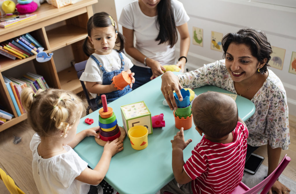 Nursery teacher and class