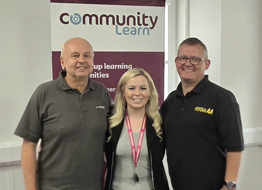 A photograph of Paul Thomas, Paul Parker and Tiffany Gillies attending Community Union Rep Training in Glasgow.