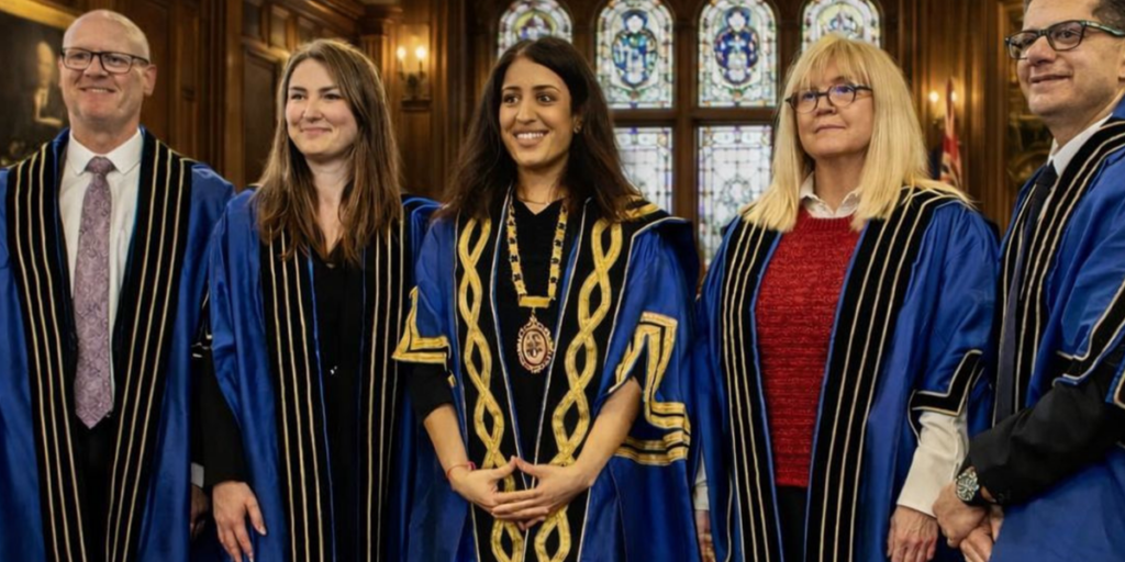 Bill Sharping FCGDent (left), Poppy Duntan (second from left), Dr. Debbie Reed FGCDent (second from right) and Professor Avijit Banerjee FCGDent (right)